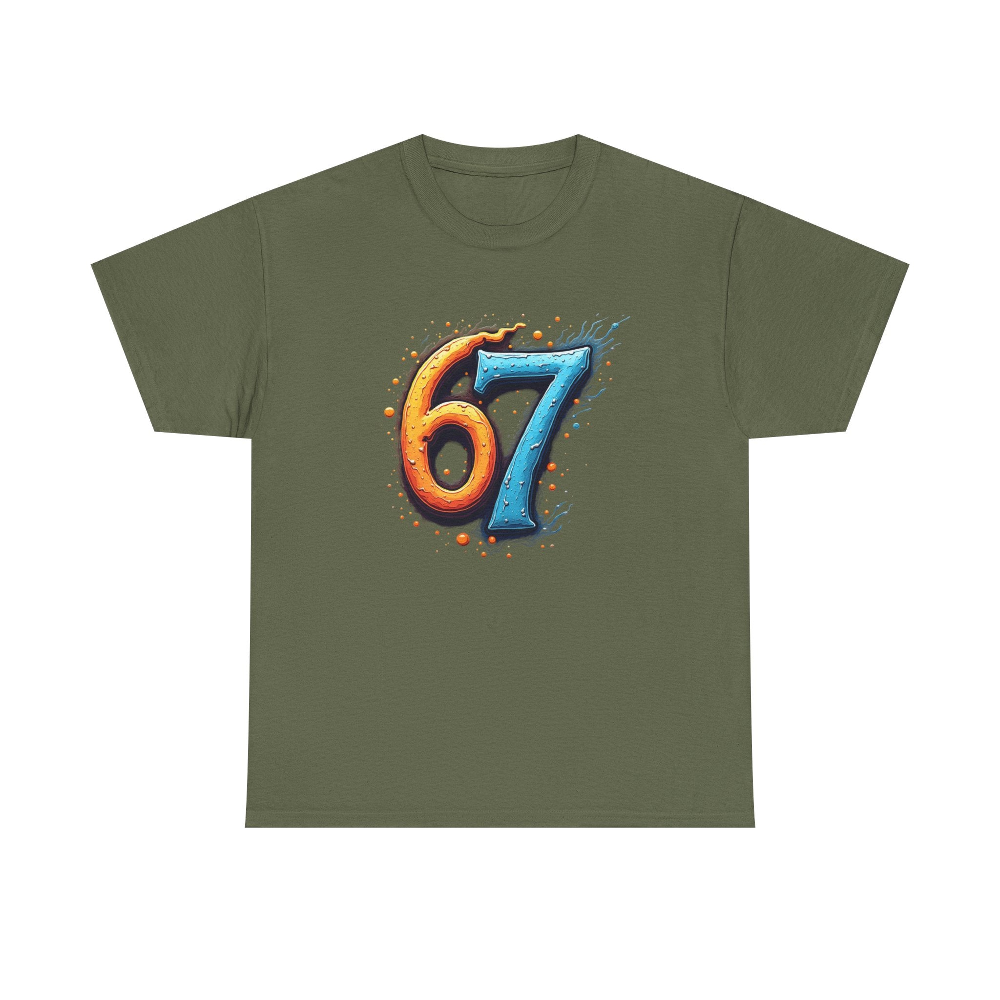 67 Graphic Tee — Retro Colorful Number Design