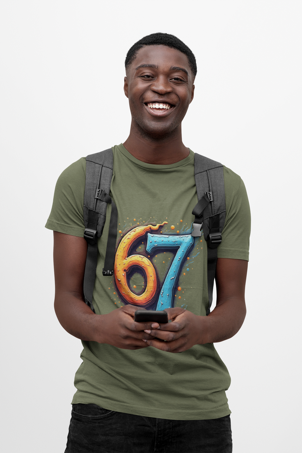 67 Graphic Tee — Retro Colorful Number Design