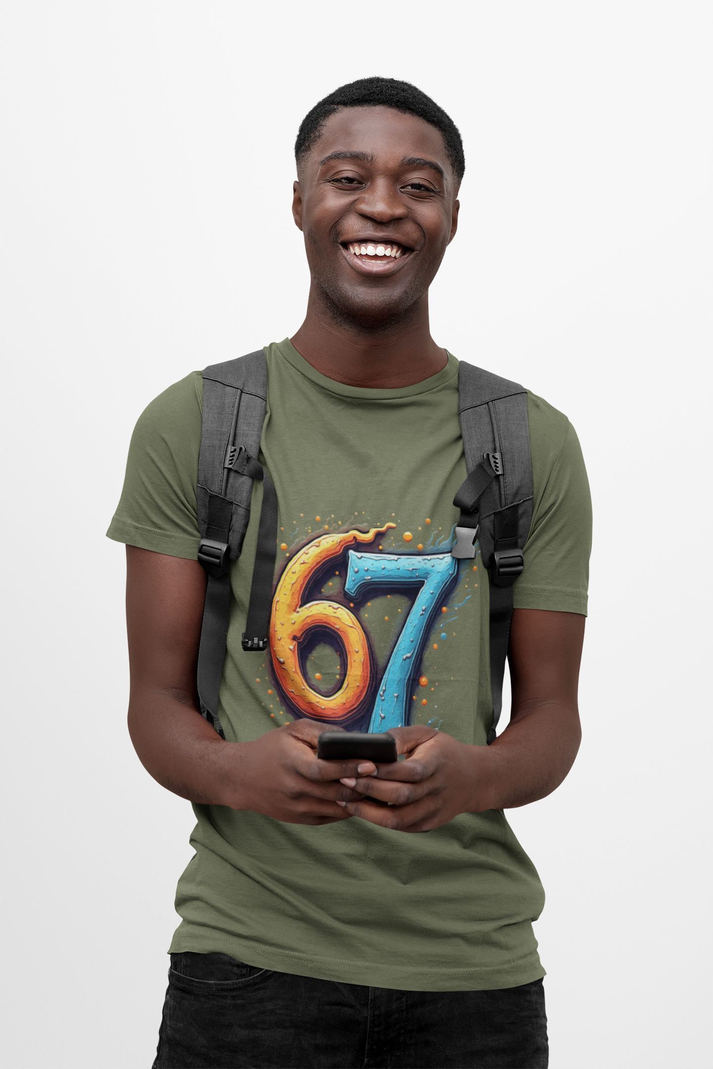 67 Graphic Tee — Retro Colorful Number Design