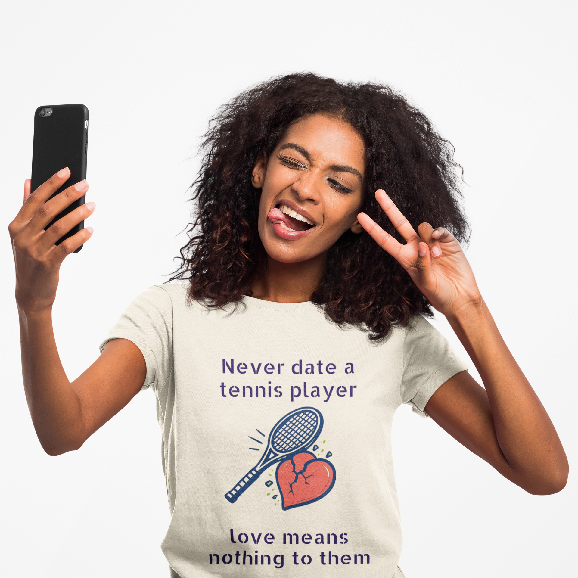 T‑Shirt — "Never date a tennis player, love means nothing to them" Funny Tennis Graphic Tee
