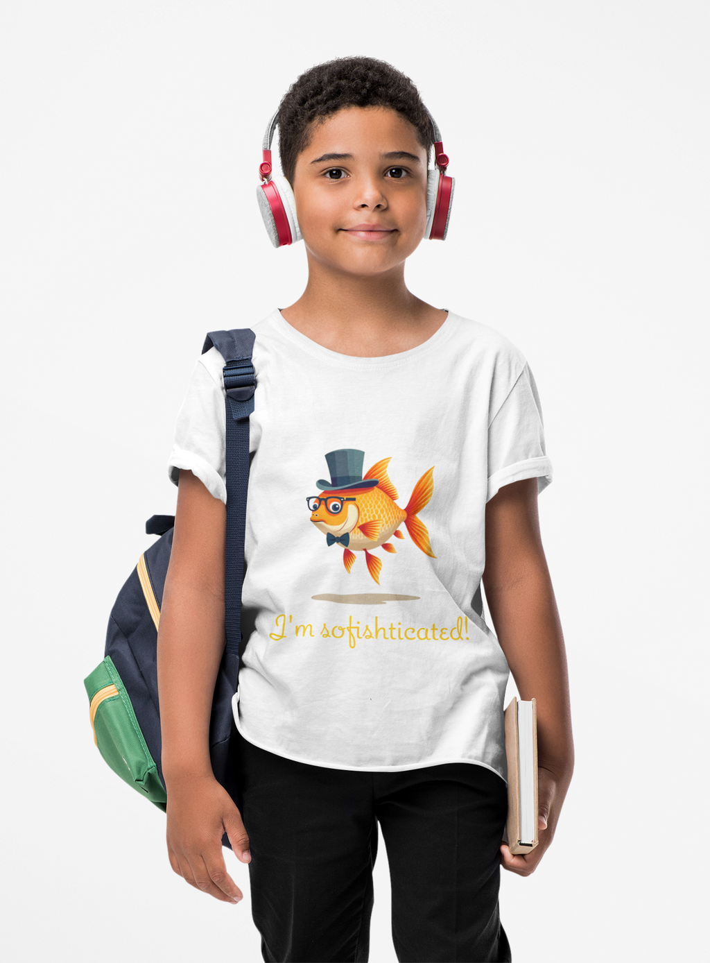 Kids Dapper Goldfish Tee - "I'm Sophisticated" Cute Fish Graphic Shirt