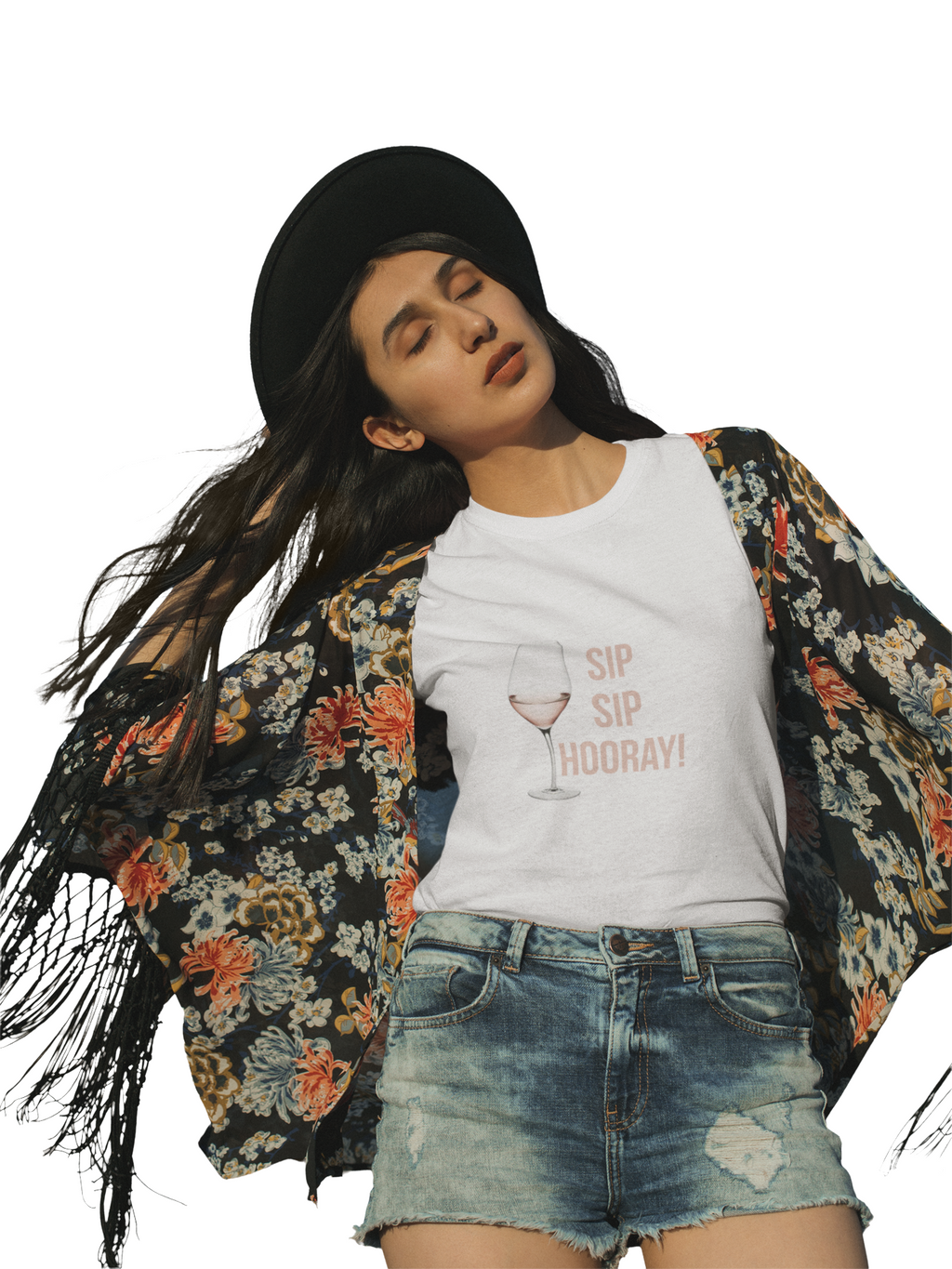 Sip Sip Hooray Wine T-Shirt — Rosé Glass Graphic Tee for Wine Lovers