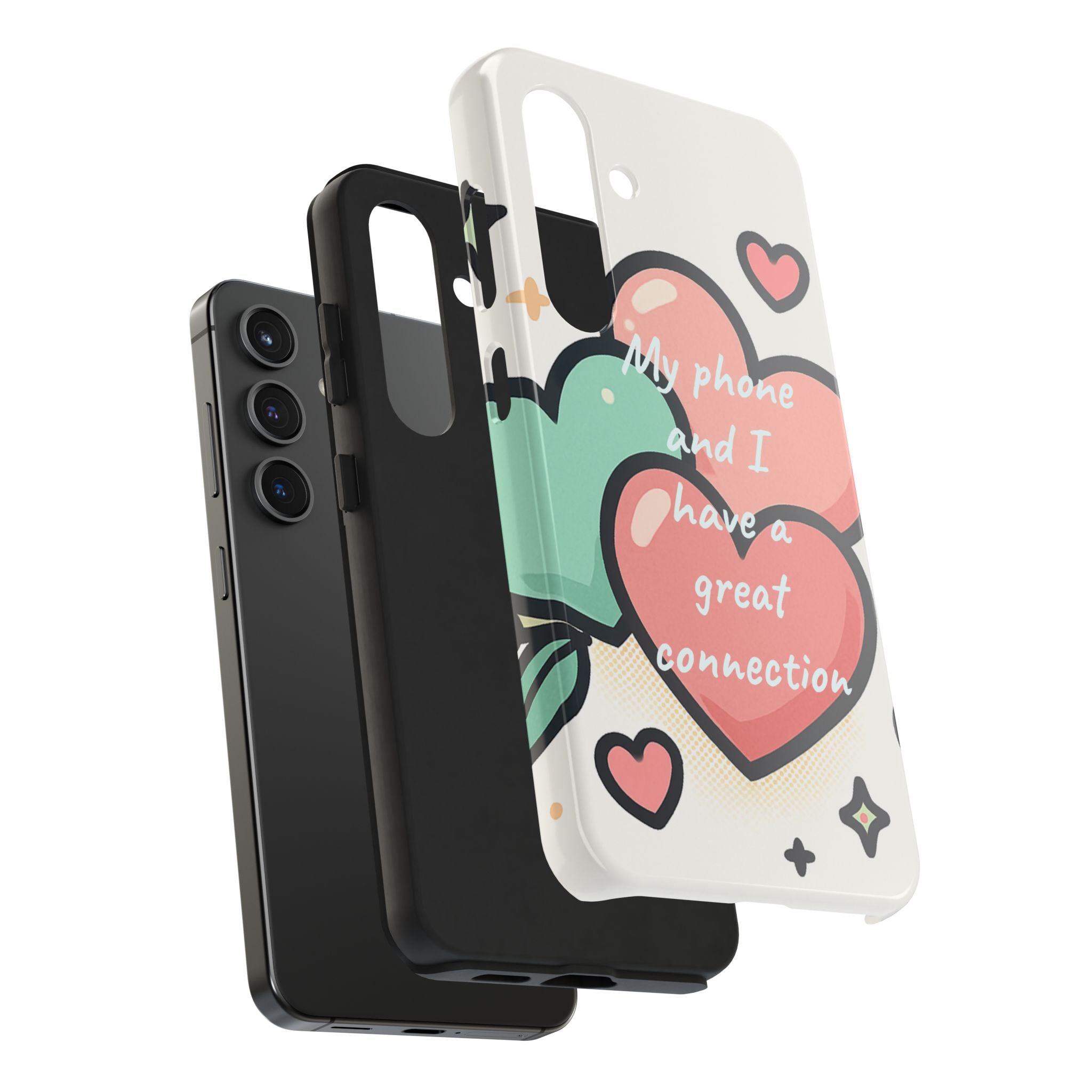 Tough Phone Case — Cute Heart Design “My phone and I have a great connection”